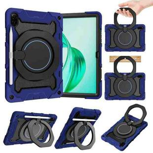 For Honor Pad X9 / X8a Armor Portable Rotating Ring Holder Silicone Tablet Case(Navy Blue)