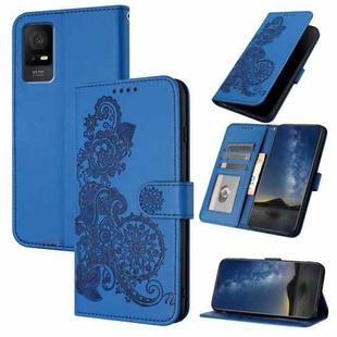 For TCL 405 / 406 / 408 Datura Flower Embossed Flip Leather Phone Case(Blue)