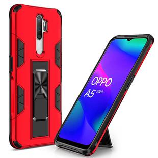 For Oppo A5 (2020) Soldier Armor Shockproof TPU + PC Magnetic Protective Case with Holder(Red)