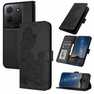For TCL 503 Datura Flower Embossed Flip Leather Phone Case(Black)