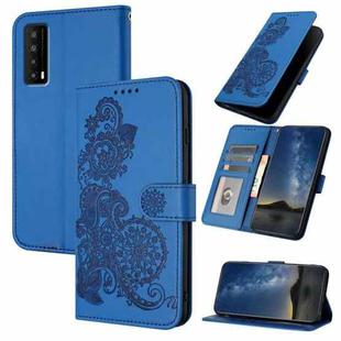 For TCL Stylus 5G Datura Flower Embossed Flip Leather Phone Case(Blue)
