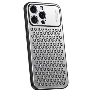 For iPhone 15 Pro Max Honeycomb Radiating Alloy Phone Case(Space Silver)