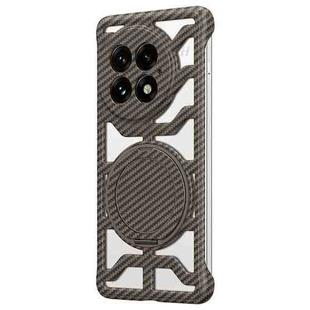 For OnePlus 13 Hollow Carbon Fiber Rotating Bracket MagSafe Phone Case(Gold)