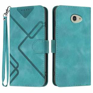 For Kyocera Basio 4 / Kantan Sumaho 2 A001KC Line Pattern Skin Feel Leather Phone Case(Light Blue)