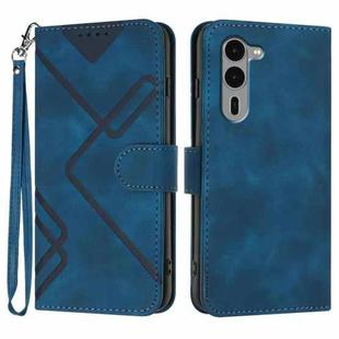 For Fujitsu Arrows We2 Plus Line Pattern Skin Feel Leather Phone Case(Royal Blue)