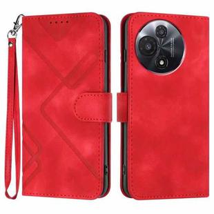 For TCL 60R 5G Line Pattern Skin Feel Leather Phone Case(Red)
