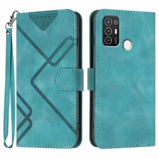 For ZTE Blade A52 Line Pattern Skin Feel Leather Phone Case(Light Blue)