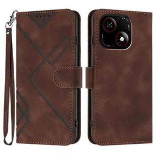 For ZTE Blade A35e 4G Line Pattern Skin Feel Leather Phone Case(Coffee)