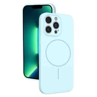 For iPhone 13 Pro Max Thin Circle MagSafe Fine Hole Liquid Silicone Phone Case(Sierra Blue)