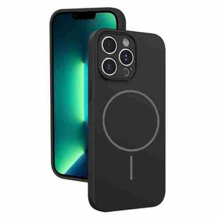 For iPhone 13 Pro Max Thin Circle MagSafe Fine Hole Liquid Silicone Phone Case(Black)