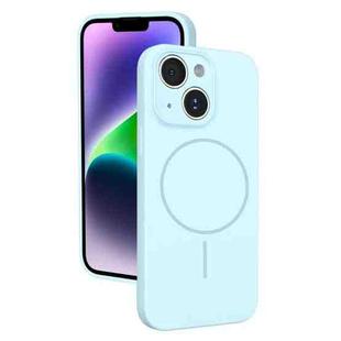 For iPhone 14 Thin Circle MagSafe Fine Hole Liquid Silicone Phone Case(Sierra Blue)