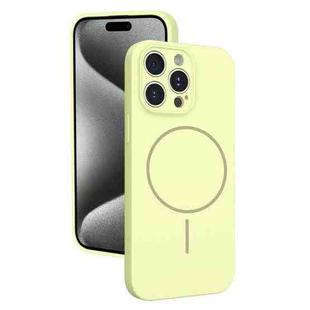 For iPhone 15 Pro Max Thin Circle MagSafe Fine Hole Liquid Silicone Phone Case(Yellow)