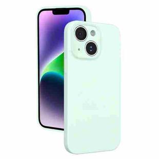 For iPhone 14 Fine Hole Liquid Silicone Phone Case(Mint Green)