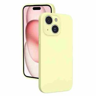 For iPhone 15 Fine Hole Liquid Silicone Phone Case(Yellow)