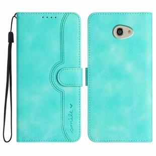 For Kyocera Basio 4 / Kantan Sumaho 2 A001KC Heart Pattern Skin Feel Leather Phone Case(Light Blue)