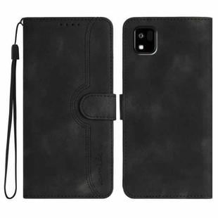 For Kyocera Kantan Sumaho3 A205KC Heart Pattern Skin Feel Leather Phone Case(Black)