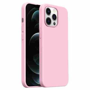 For iPhone 12 Pro Max Burom Cloud Sensing Ultra-thin Liquid Silicone Full Coverage Phone Case(Peach Powder)