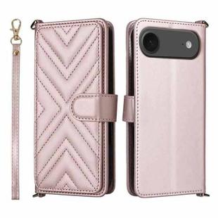 For iPhone Air Multifunctional 6-Card Slots Leather Phone Case with Wrist Strap(Pink)