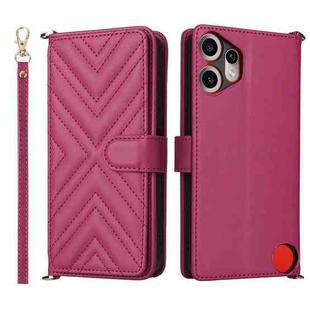 For Nothing CMF Phone 2 Pro Multifunctional 6-Card Slots Leather Phone Case with Wrist Strap(Rose Red)