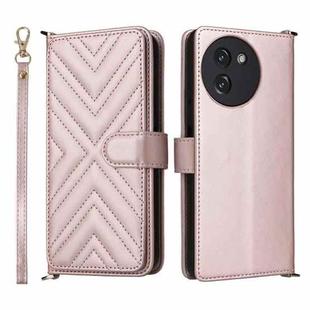 For Doogee Note 59 / Note 59 Pro Multifunctional 6-Card Slots Leather Phone Case with Wrist Strap(Pink)