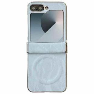 For Samsung Galaxy Z Flip6 Electroplating PC Snow Bark Texture MagSafe Phone Case(Blue)