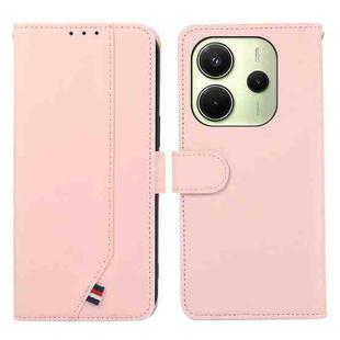 For Redmi Note 14 4G 164.84mm ABEEL Delicate Texture Splicing RFID Leather Phone Case(Pink)