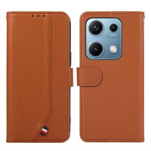 For Redmi Note 14s ABEEL Delicate Texture Splicing RFID Leather Phone Case(Brown)