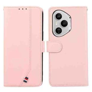 For Honor 400 Pro Global 160.8mm ABEEL Delicate Texture Splicing RFID Leather Phone Case(Pink)