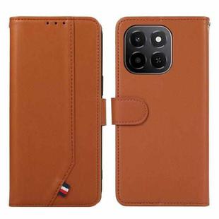 For Honor X6c 4G ABEEL Delicate Texture Splicing RFID Leather Phone Case(Brown)