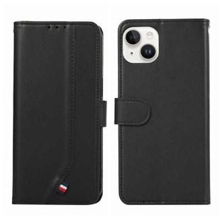 For iPhone 13 ABEEL Delicate Texture Splicing RFID Leather Phone Case(Black)