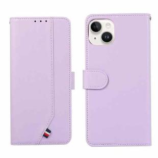 For iPhone 13 ABEEL Delicate Texture Splicing RFID Leather Phone Case(Purple)
