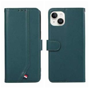 For iPhone 14 Plus ABEEL Delicate Texture Splicing RFID Leather Phone Case(Green)