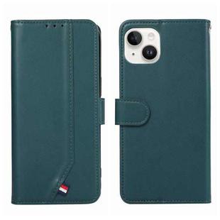 For iPhone 15 ABEEL Delicate Texture Splicing RFID Leather Phone Case(Green)