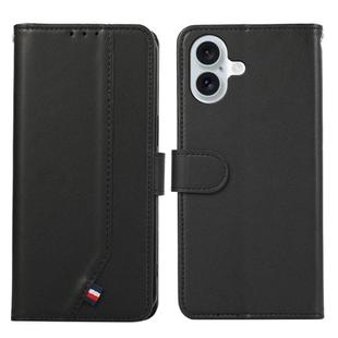 For iPhone 17 ABEEL Delicate Texture Splicing RFID Leather Phone Case(Black)