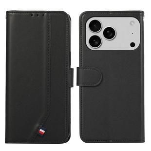 For iPhone 17 Pro ABEEL Delicate Texture Splicing RFID Leather Phone Case(Black)