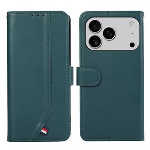 For iPhone 17 Pro ABEEL Delicate Texture Splicing RFID Leather Phone Case(Green)
