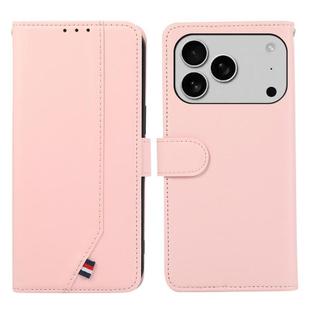 For iPhone 17 Pro Max ABEEL Delicate Texture Splicing RFID Leather Phone Case(Pink)