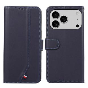 For iPhone 17 Pro Max ABEEL Delicate Texture Splicing RFID Leather Phone Case(Blue)