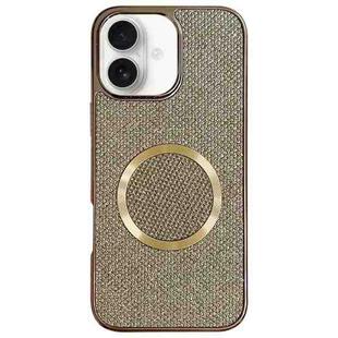 For iPhone 16 Plus Electroplating PC Glitter Grain MagSafe Phone Case(Gold)