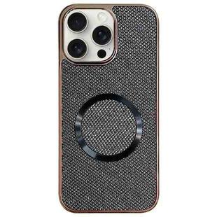 For iPhone 15 Pro Max Electroplating PC Glitter Grain MagSafe Phone Case(Black)