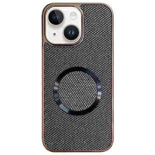 For iPhone 14 Electroplating PC Glitter Grain MagSafe Phone Case(Black)