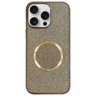 For iPhone 13 Pro Max Electroplating PC Glitter Grain MagSafe Phone Case(Gold)