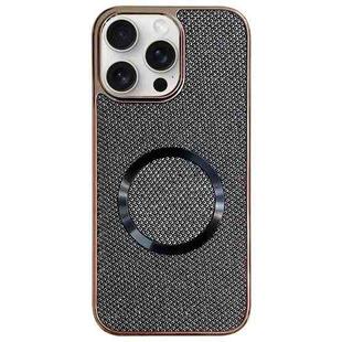 For iPhone 13 Pro Max Electroplating PC Glitter Grain MagSafe Phone Case(Black)