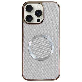 For iPhone 13 Pro Max Electroplating PC Glitter Grain MagSafe Phone Case(White)