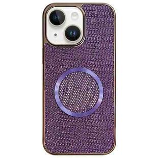 For iPhone 13 Electroplating PC Glitter Grain MagSafe Phone Case(Purple)