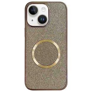 For iPhone 13 Electroplating PC Glitter Grain MagSafe Phone Case(Gold)
