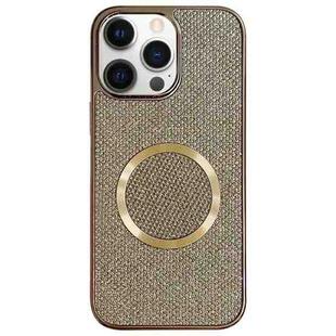 For iPhone 12 Pro Electroplating PC Glitter Grain MagSafe Phone Case(Gold)