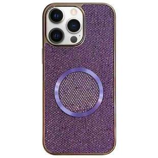 For iPhone 12 Pro Max Electroplating PC Glitter Grain MagSafe Phone Case(Purple)