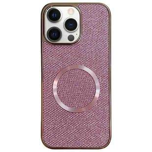 For iPhone 12 Pro Max Electroplating PC Glitter Grain MagSafe Phone Case(Pink)