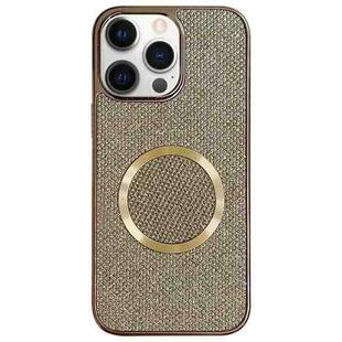 For iPhone 12 Pro Max Electroplating PC Glitter Grain MagSafe Phone Case(Gold)